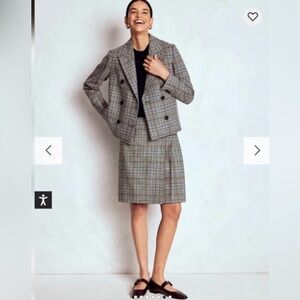 NWT Boden Helen Wool Kilt Skirt, Blue & Grey Prince of Wales color, US 8P/UK 12P